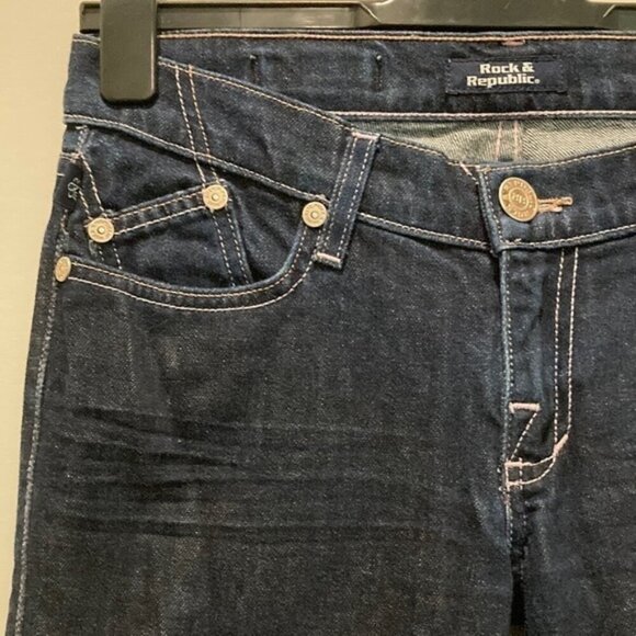 Rock and Republic Kasandra Dark Blue Flare Jeans 27/31 - Picture 7 of 13